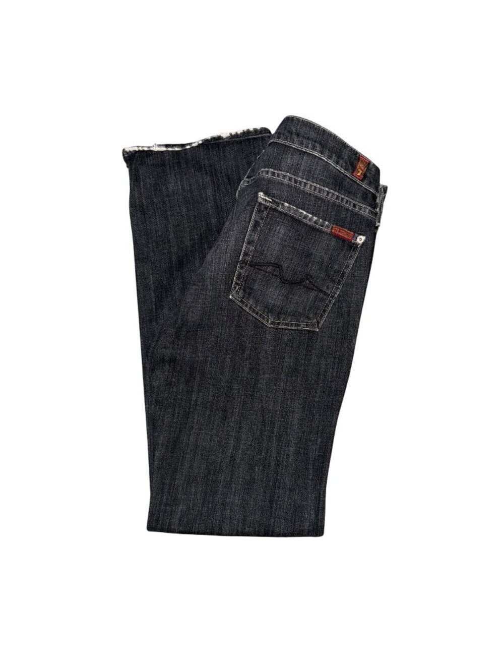 7 For All Mankind Mens Jeans 34 33 Black Distressed Button Fly Frayed Grunge